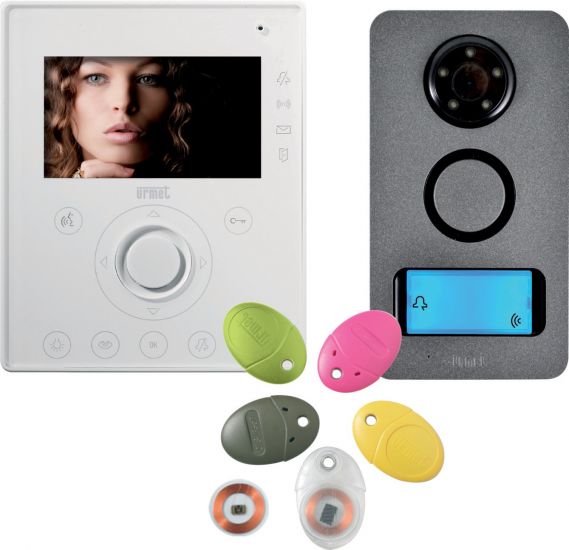 interphone vidéo couleur mains libre urmet note avec badge de contrôle d'accés